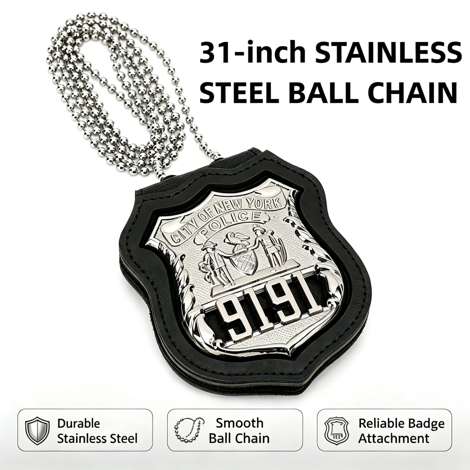 TT TYTX NYPD Shield Badge Holder, Police Patrol Officer Belt Clip